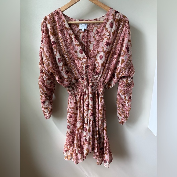 MISA LOS ANGELES Chiara Dress San Lorenzo Flora Mini Boho Ruffle‎ Smocked S - Picture 1 of 10